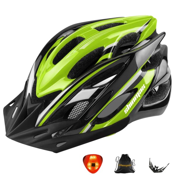 Shinmax 自転車 ヘルメット 大人 CPSC認定済み LEDライト付 ロードバイクヘルメット 57cm~62cm 軽量 虫対策 サンバイザー 着脱可能 男性