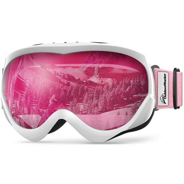 (OutdoorMaster) スキーゴーグル キッズ UV400 紫外線100%カット メガネ対応 180°広い視界 曇り止め ダブルレンズ スノーゴーグル 子供