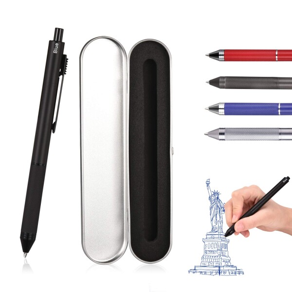 SMTTW 多機能ボールペン 4色ボールペン 多色ボールペン 1.0mmボールペンリフィル 0.5mm自動ペン ブラック