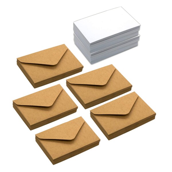 名刺サイズ 封筒 名刺 正直屋台 メッセージカード 名刺サイズ クラフト紙 封筒 無地 白紙 カード 100枚セット プレゼント 贈り物 サンク