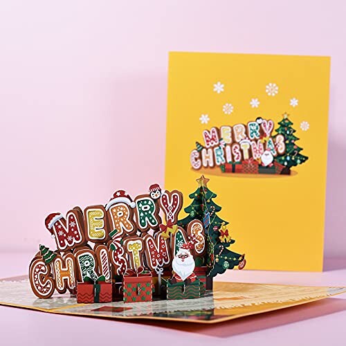 tricolor クリスマス グリーティングカード MERRY CHRISTMAS クリスマスカード メッセージカード ポップアップカード 3D おしゃれ お祝い