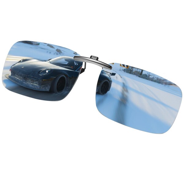 (FF FRAZALA) クリップオン 偏光サングラス 固定タイプ 超軽量 UVカット運転 メガネの上からかけるサングラス 男女兼用 (銀, 60x40mm)