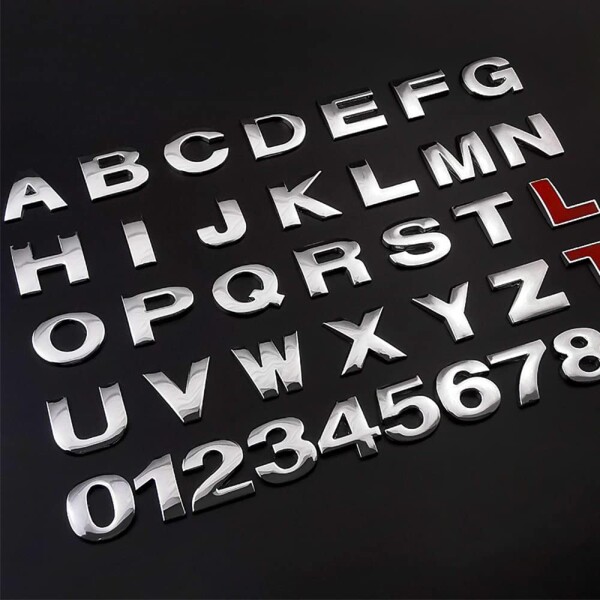 LUMIMAN 3D 立体成型 エンブレム ステッカー アルファベット 数字 文字 ドット ー車 メタル 亜鉛合金 飾り (W, シルバー)