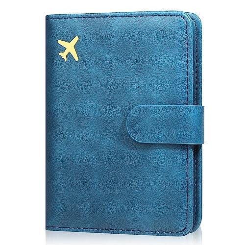 (Pop Wing) パスポートケース スキミング防止 セキュリティ 軽量 薄型 おしゃれ シンプル 海外旅行 パスポートカバー ブルー