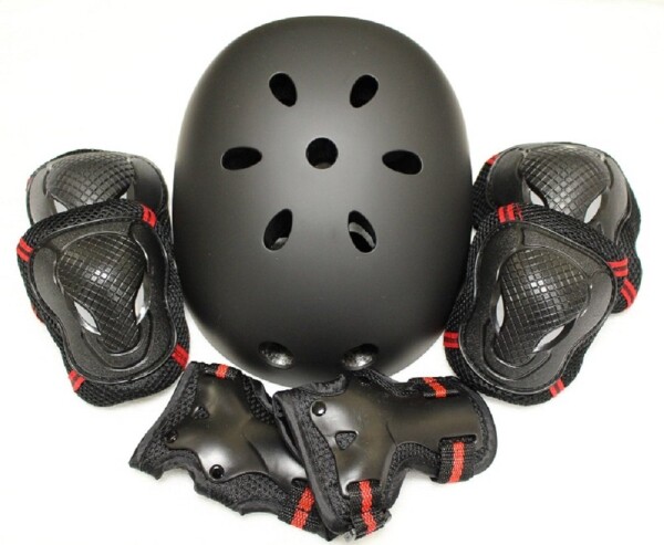 edunamay ヘルメット プロテクター ３点（肘・膝・手首）セット スケボー (赤, S)