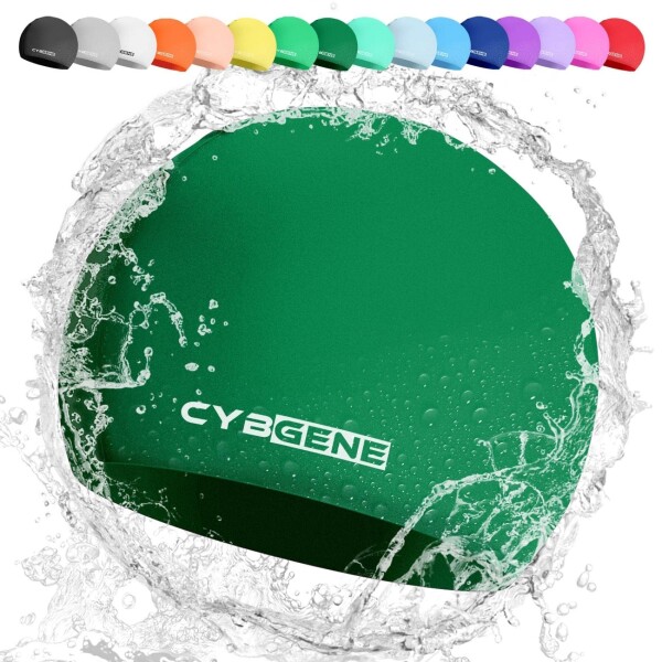 CybGene 水泳キャップ シリコン スイミングキャップ シリコン 防水 大人-濃い緑色