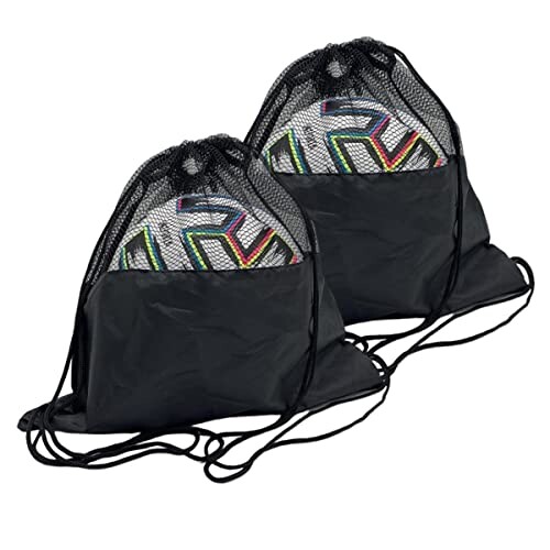 YFFSFDC ボールバッグ サッカーポーチバッグ バスケットボールバッグ 網袋 ラグビー リュック 耐久性 軽量 かばん 持ち運び 保管用 多機