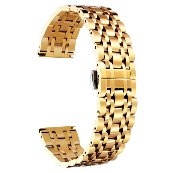 (BINLUN) ステンレススチール 時計バンド 高級 交換用時計ベルト 6色 レディース メンズ (ゴールド シルバー ブラック ローズゴールド シ