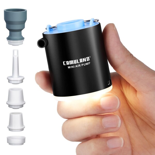CAMULAND 電動 エアーポンプ USB充電式 ボンプ 小型 携帯式エアーポンプ （黒）電池1300mAh 3.5kPa Type-C ミニ 空気抜き 真空袋 浮き輪