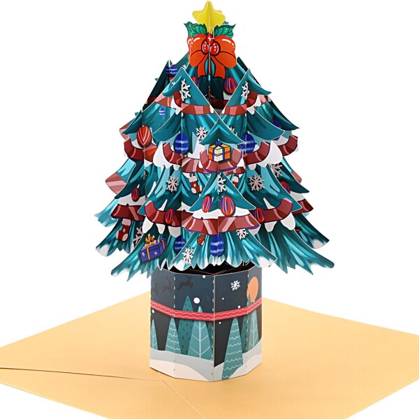 Kesote クリスマスカード 立体 大きいサイズ ポップアップカード 3D グリーティングカード お祝いカード メッセージカード ツリー型 おし