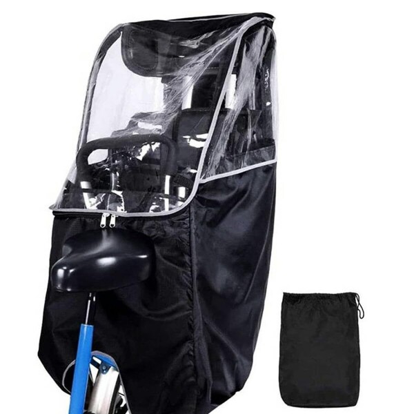 子供乗せ自転車 後ろ チャイルドシート用レインカバー 雨風対策 撥水加工 持ち運びバッグ付