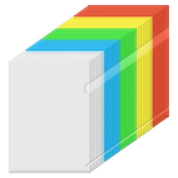 Chouiery クリアファイル 50枚セット クリアホルダー A4 透明カラー 薄型 資料収納 書類整理 書類保護 オフィス用 業務用 (ミックス)
