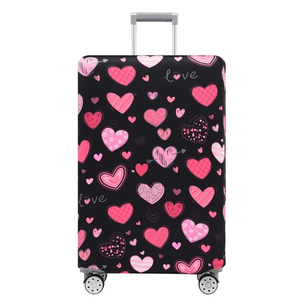 TRAVEL KIN 荷物カバー 洗える スーツケースプロテクター 傷防止 スーツケースカバー 18~32インチの荷物に対応, Loving Hearts-ブラック,