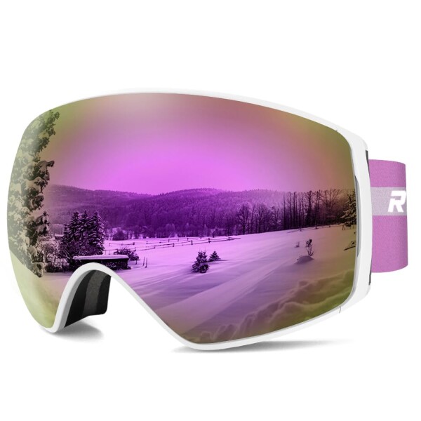 (RIOROO) スキーゴーグル スノーボード ゴーグル 二層磁気 ゴーグル スキー 着脱可能レンズ OTG メガネ対応 ヘルメット対応 180°広視野