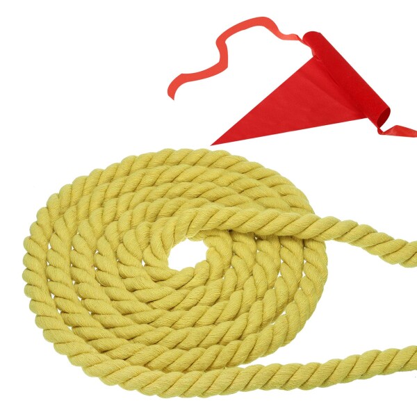 PATIKIL 大人やティーンエイジャー向けの20フィートの綱引きロープ 3本編みの天然綿ロープ 旗付き ヤードゲームやチームビルディング活動