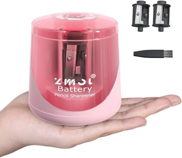 ZMOL 鉛筆削り 電動 乾電池/USB電源供給 電動シャープナー (ピンク)