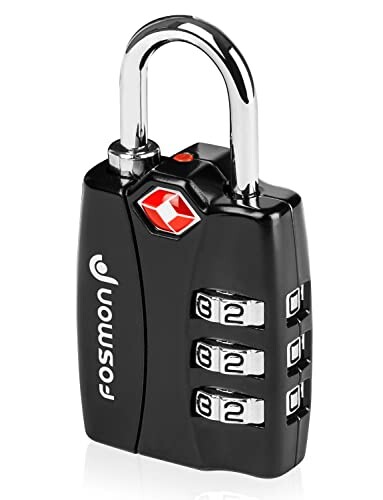 Fosmon TSAロック、3桁の組み合わせロック、南京錠、キー、海外旅行、荷物スーツケース、ジッパーバッグ、ハンドバッグ、学校、ロッカー