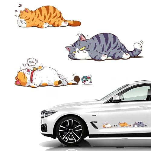 PAVIKEかわいい猫のデカール 車ステッカー 車 カーステッカー 傷やへこみを隠す、取り付けが簡単、車やバイクの窓や壁のステッカーに適し