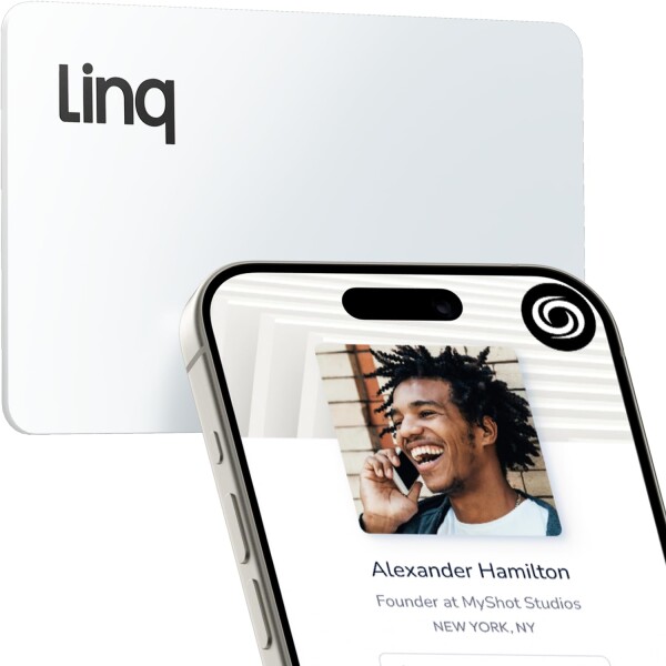 Linq デジタル名刺 - スマートNFC コンタクト & ネットワークカード (クラシック - ホワイト)