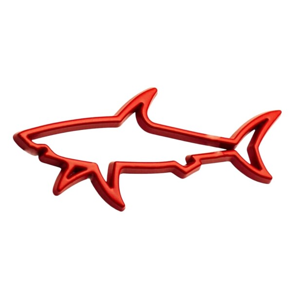 GETON サメ シャーク 立体 エンブレム 金属製 両面テープ付 アニマル 動物 魚 釣り フィッシング ロゴ ステッカー ドレスアップ カスタム