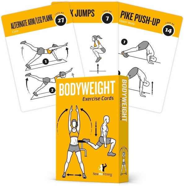 (8.9cm x 13cm , Vol 1) - Bodyweight Exercise Cards Home Gym Workout Personal Trainer Fitness Programme Guide Tones Core Ab Legs